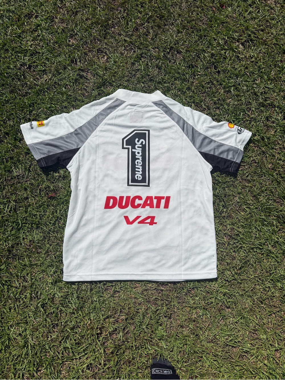 Supreme White Ducati V4 Racing Jersey with Red Accents